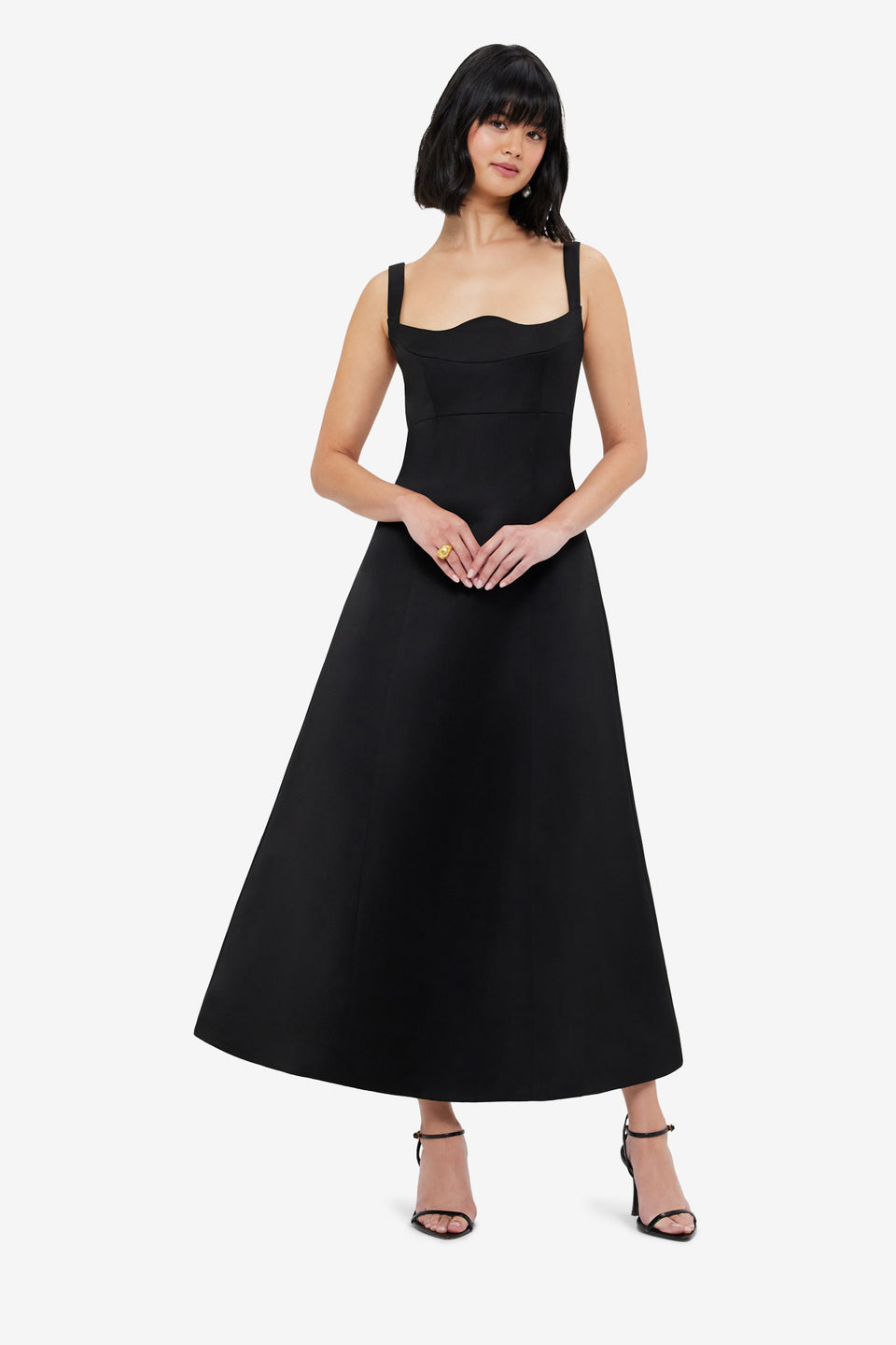 Exclusive LEO LIN Odette Midi Dress - Ebony