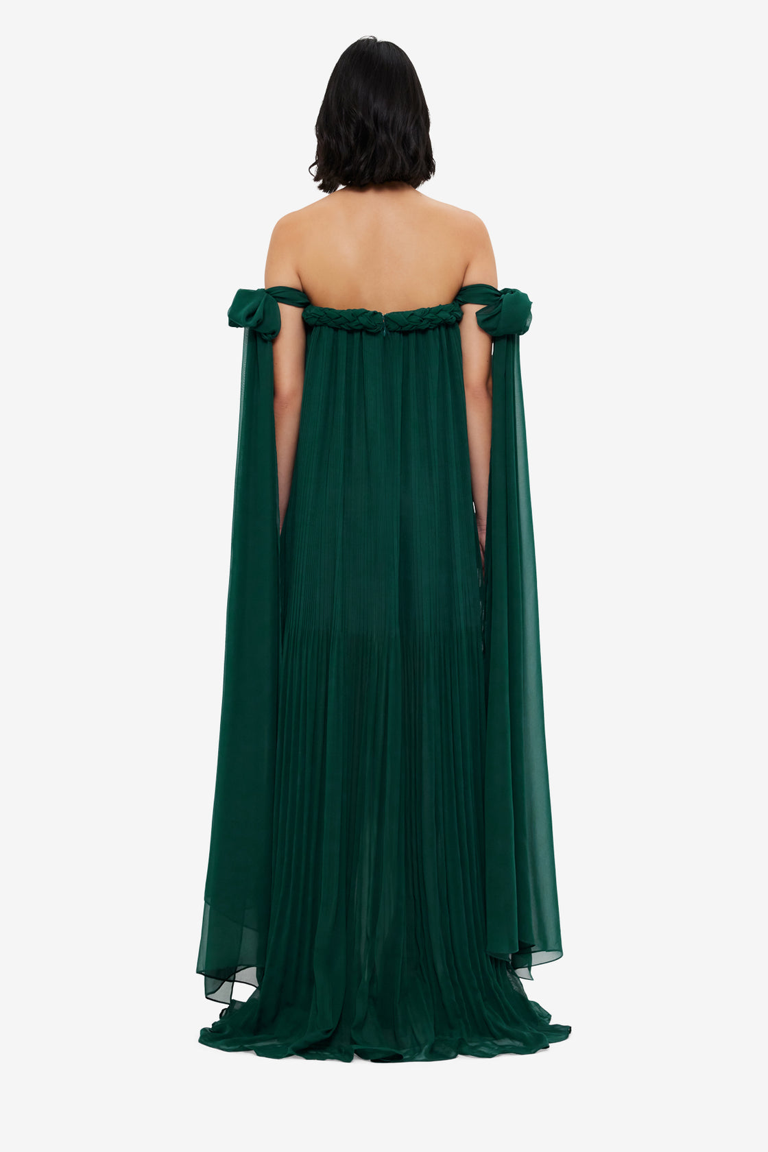 Exclusive LEO LIN Camilla Draped Floor Length Dress - Emerald