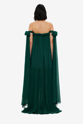 Exclusive LEO LIN Camilla Draped Floor Length Dress - Emerald