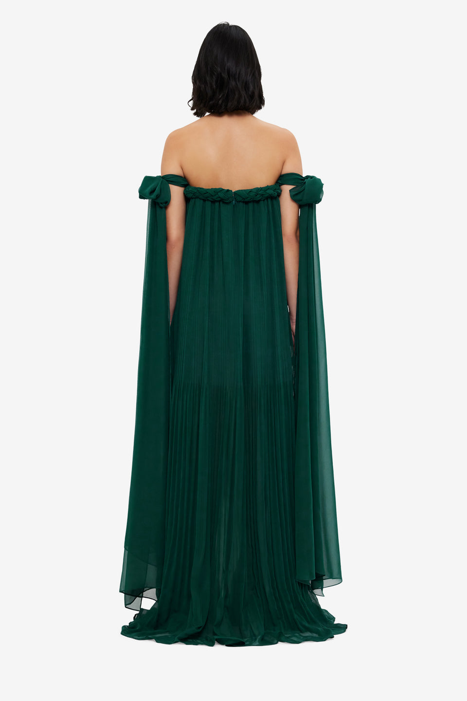 Exclusive LEO LIN Camilla Draped Floor Length Dress - Emerald