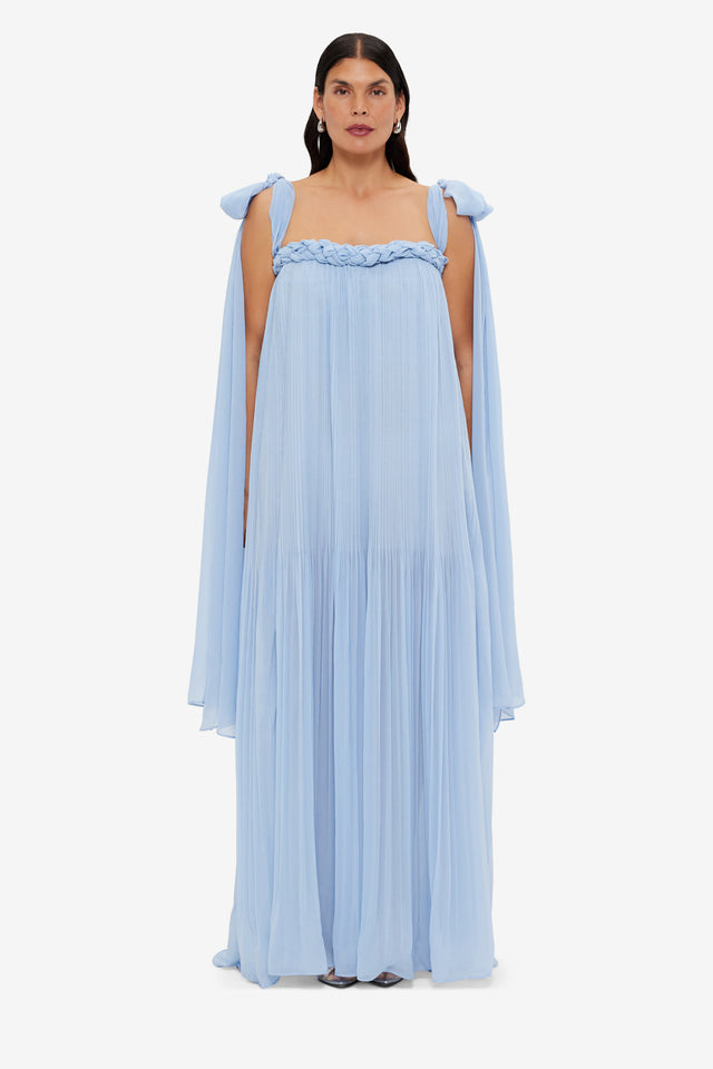 Exclusive LEO LIN Camilla Draped Floor Length Dress - Sky Blue