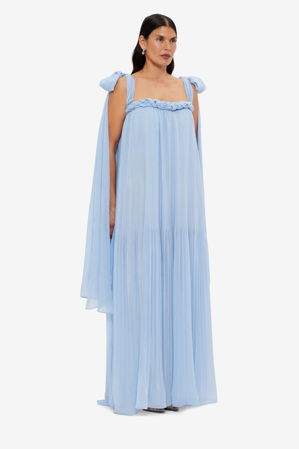Exclusive LEO LIN Camilla Draped Floor Length Dress - Sky Blue