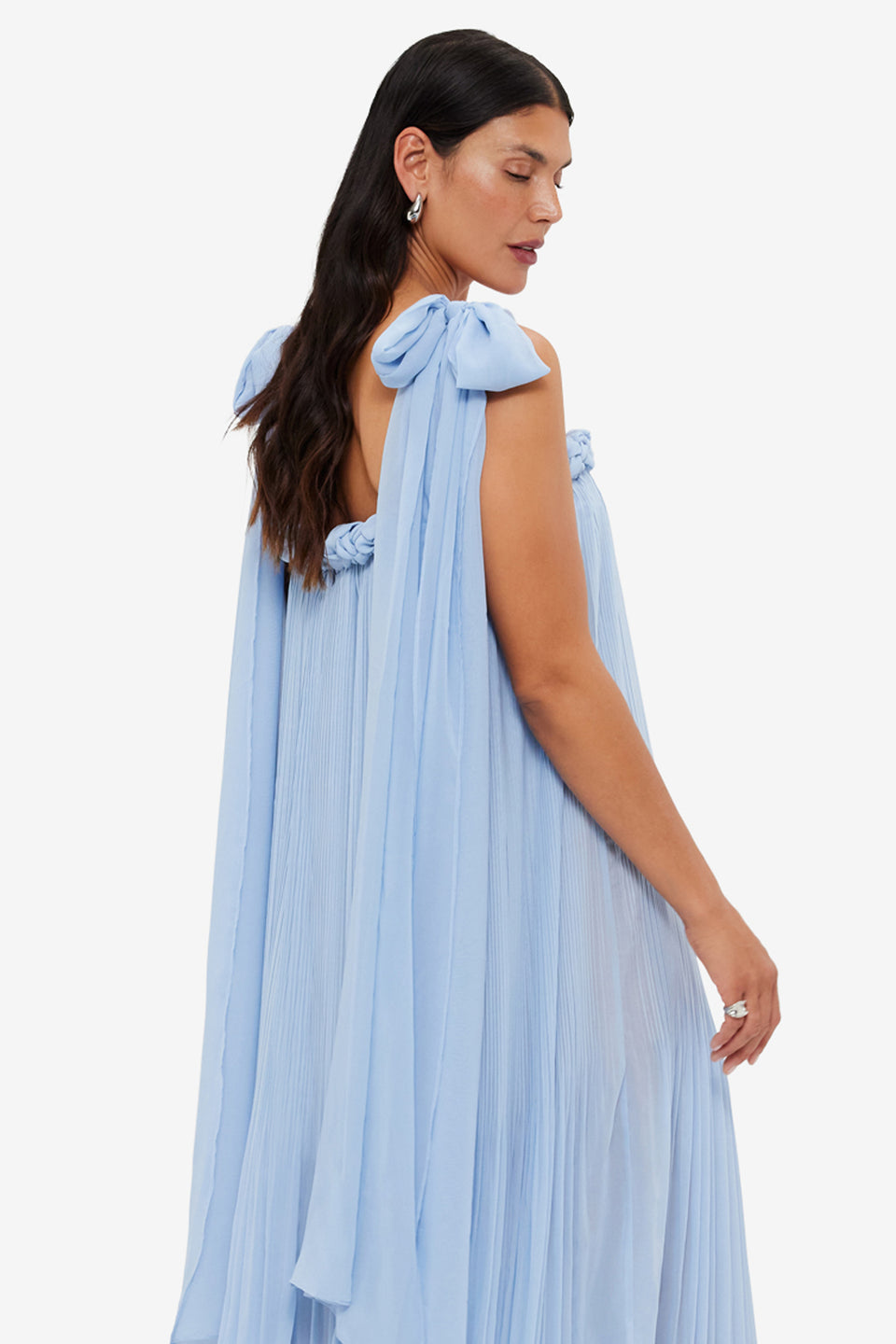 Exclusive LEO LIN Camilla Draped Floor Length Dress - Sky Blue
