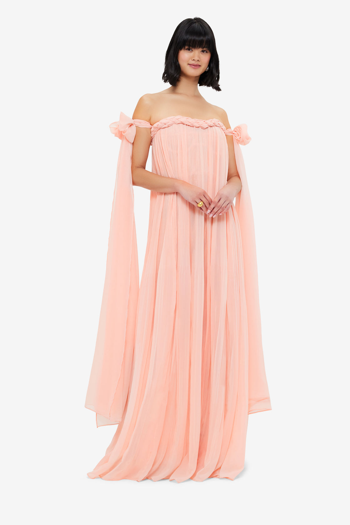 Camilla Draped Floor Length Dress - Soft Pink