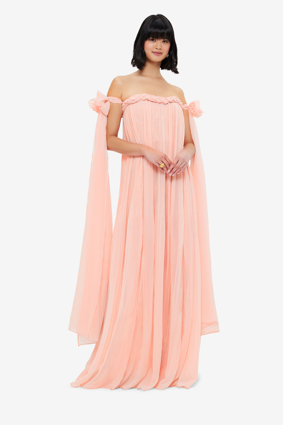 Camilla Draped Floor Length Dress - Soft Pink