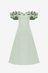 Annie Off Shoulder Frill Midi Dress - Sage Dress Midi