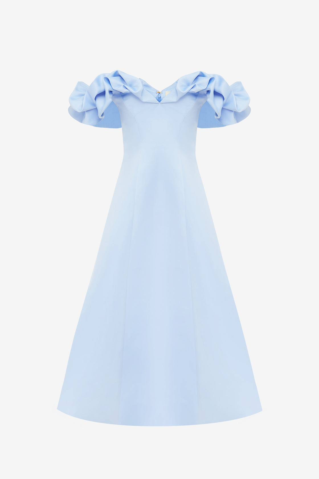 Exclusive LEO LIN Annie Off Shoulder Frill Midi Dress - Sky Blue