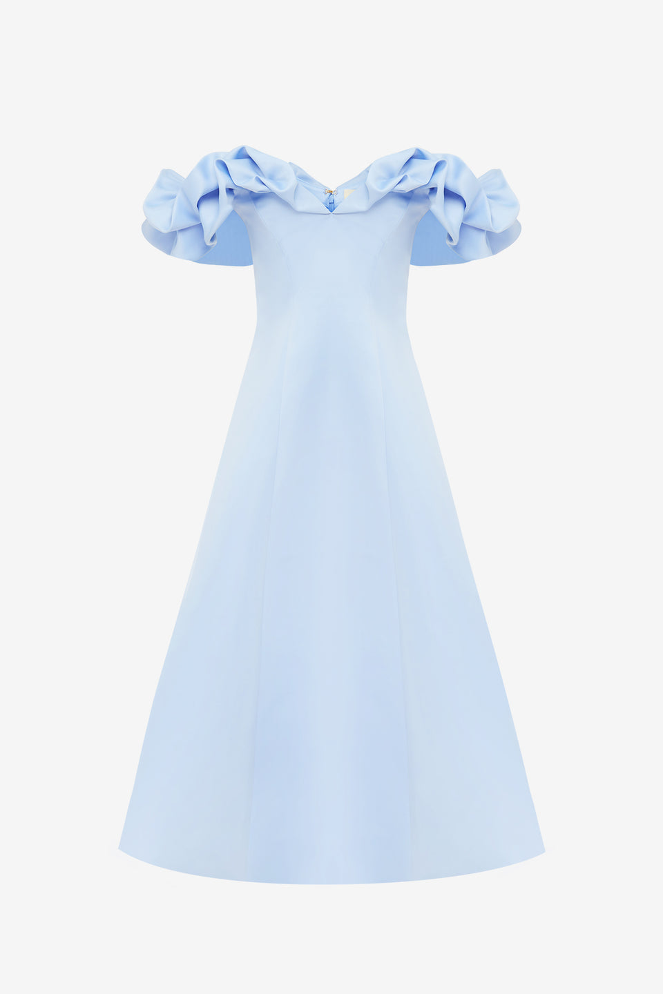 Exclusive LEO LIN Annie Off Shoulder Frill Midi Dress - Sky Blue