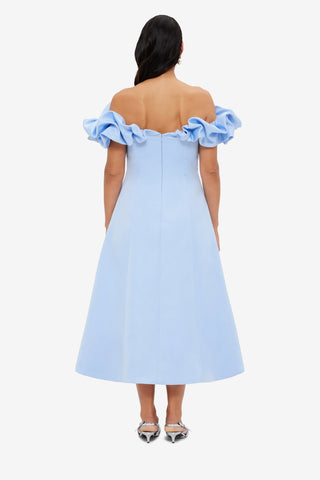 Exclusive LEO LIN Annie Off Shoulder Frill Midi Dress - Sky Blue