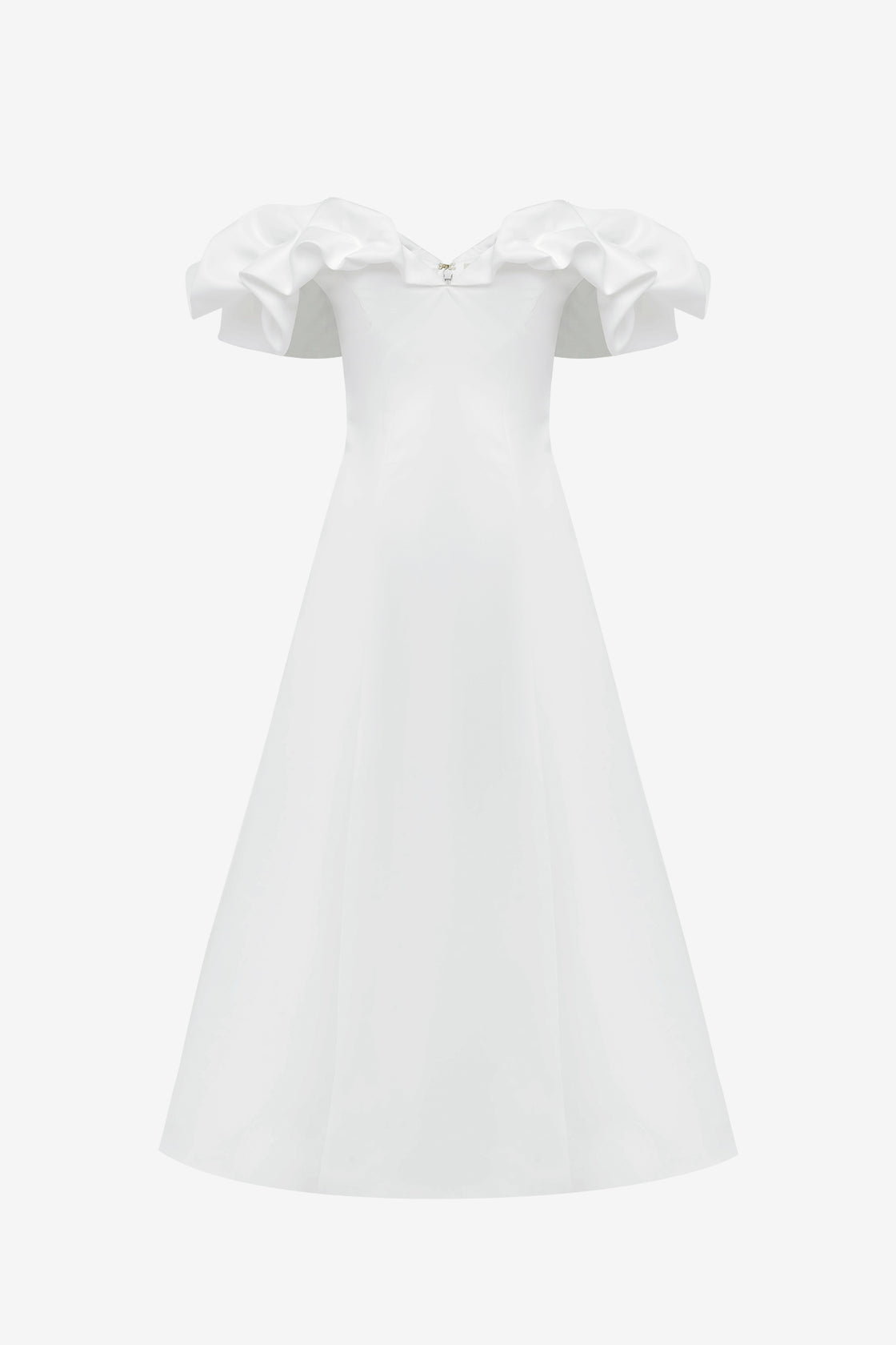 Exclusive LEO LIN Annie Off Shoulder Frill Midi Dress - Snow