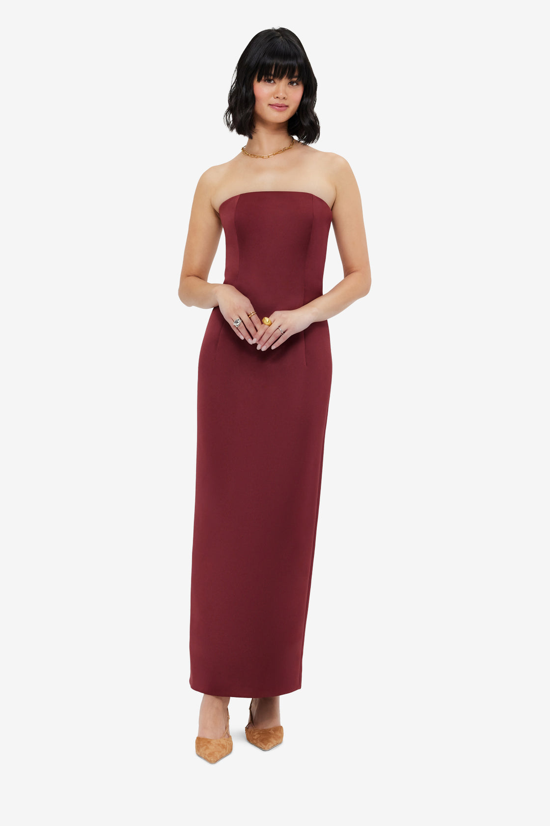 Exclusive LEO LIN Rayna Bustier Maxi Dress - Burgundy