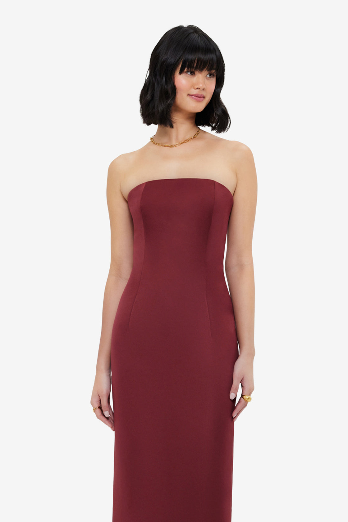 Exclusive LEO LIN Rayna Bustier Maxi Dress - Burgundy