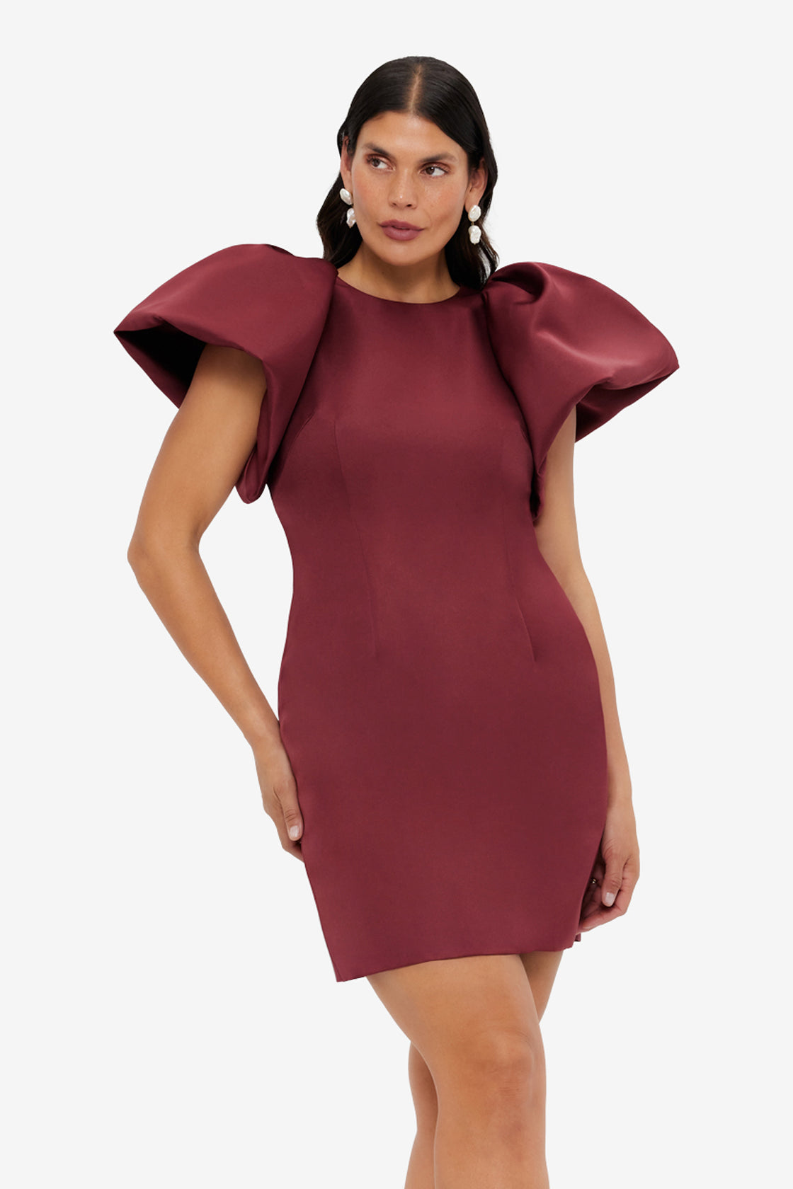 Exclusive LEO LIN Dayna Mini Dress - Burgundy