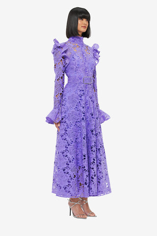 Exclusive LEO LIN Aliyah Lace Butterfly Sleeve Midi Dress - Lavender