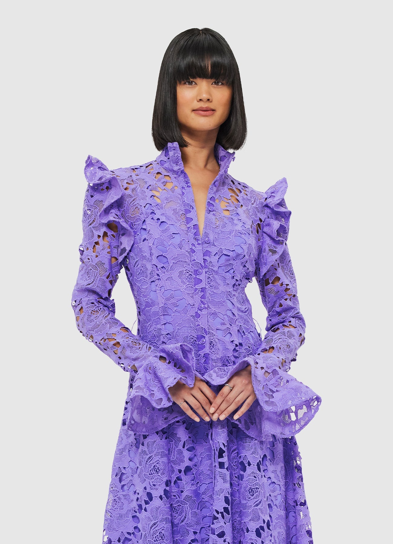 ALA - leoali Aliyah Lace Butterfly Sleeve Midi Dress - Lavender – LEO LIN
