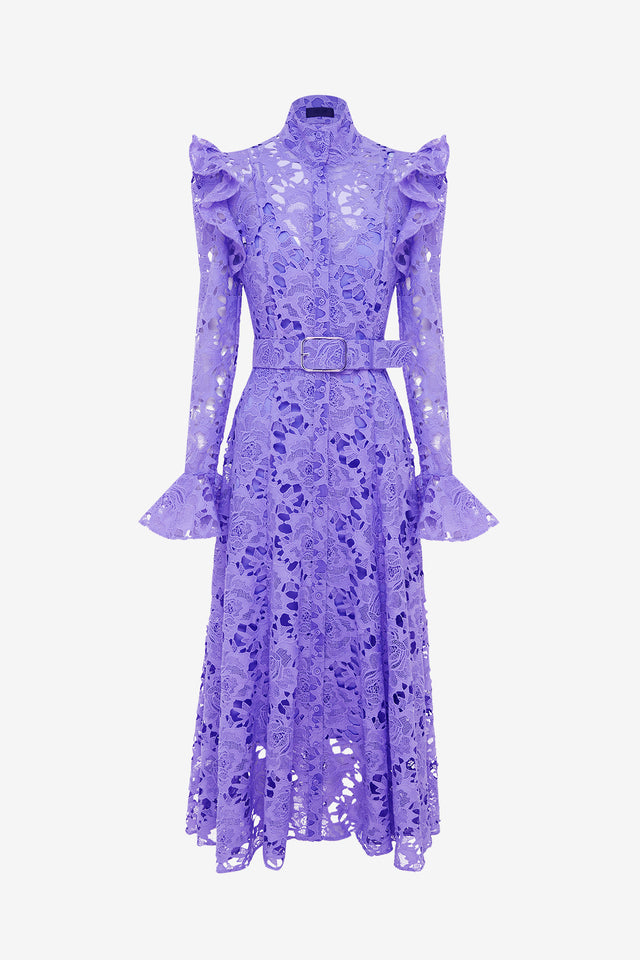 Exclusive LEO LIN Aliyah Lace Butterfly Sleeve Midi Dress - Lavender