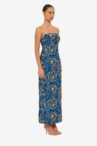 Exclusive LEO LIN Rayna Bustier Maxi Dress - Marine Blue
