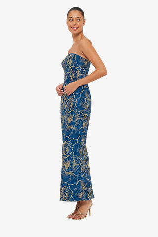 Exclusive LEO LIN Rayna Bustier Maxi Dress - Marine Blue