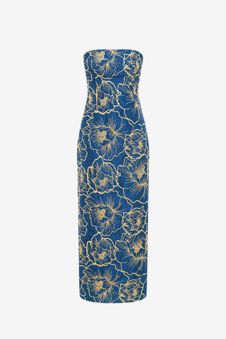 Exclusive LEO LIN Rayna Bustier Maxi Dress - Marine Blue