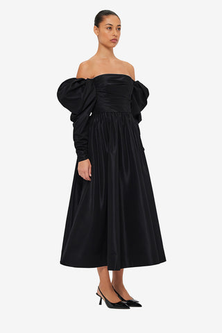 Exclusive LEO LIN Madison Bustier Midi Dress - Ebony