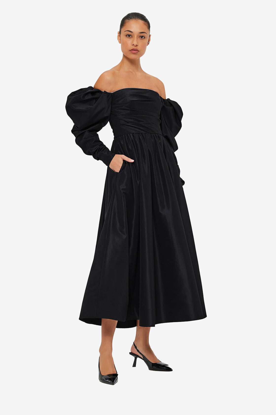 Exclusive LEO LIN Madison Bustier Midi Dress - Ebony