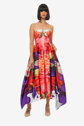 Exclusive LEO LIN Norine Bustier Midi Dress - Kaleidoscope Print