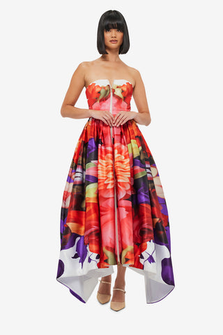 Exclusive LEO LIN Norine Bustier Midi Dress - Kaleidoscope Print