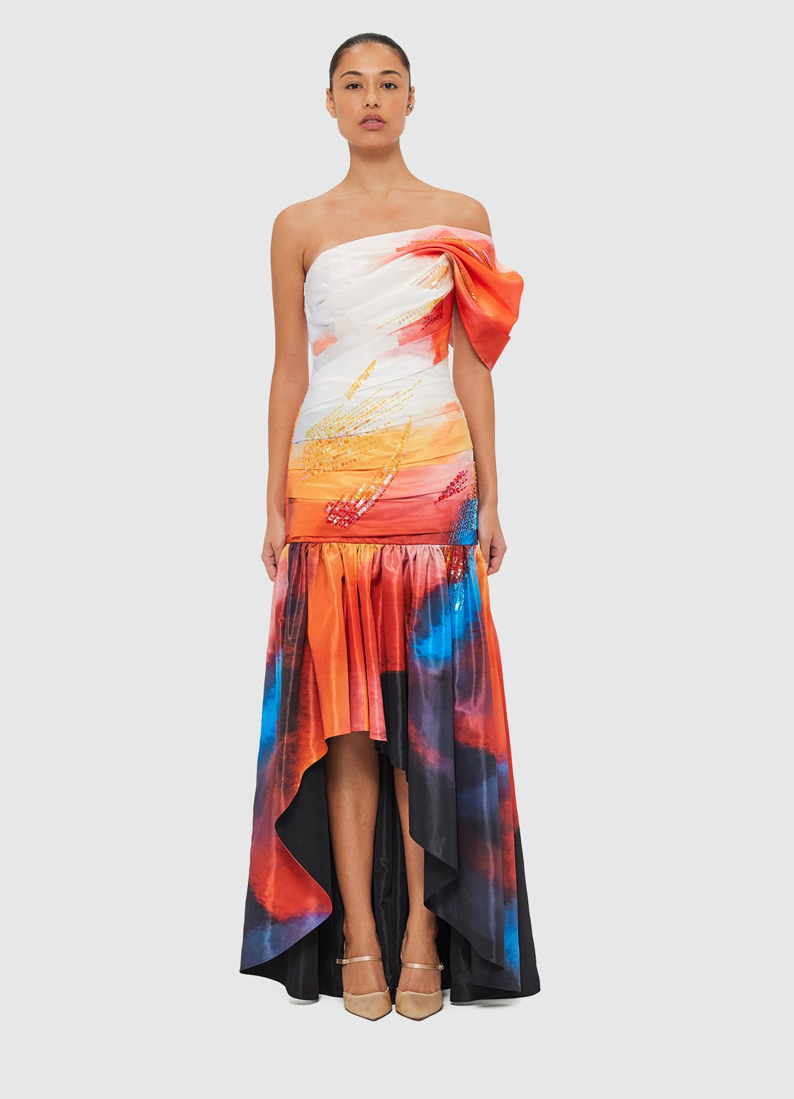 Elsa One Shoulder Gown - Reminiscence Print Dress Maxi