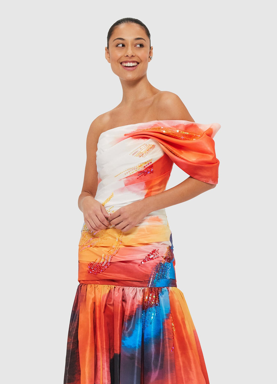 Elsa One Shoulder Gown - Reminiscence Print Dress Maxi