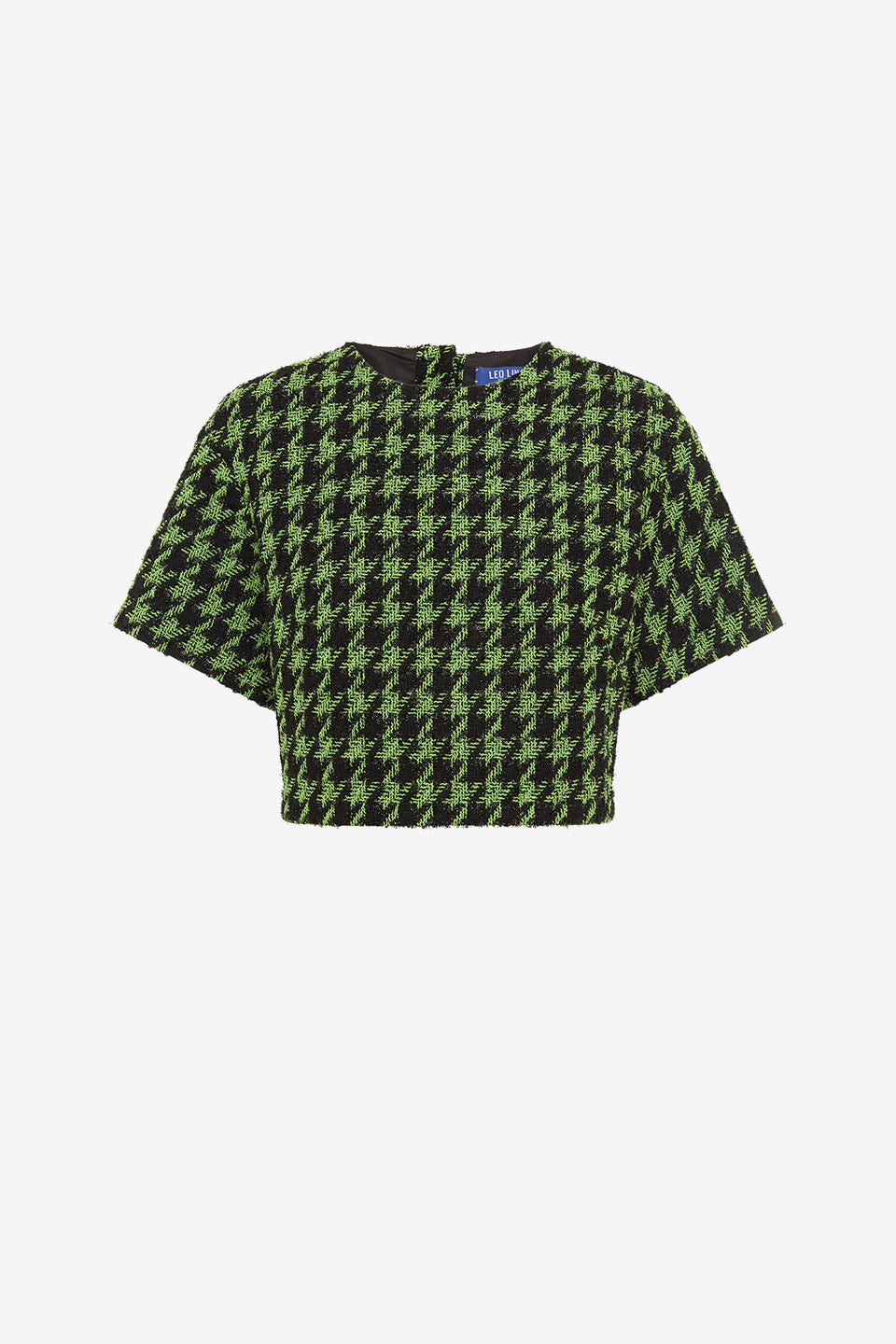 Exclusive LEO LIN Indie Tweed Sleeve Top - Houndstooth