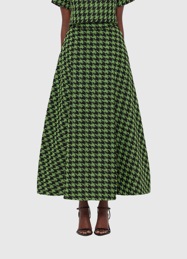 Exclusive LEO LIN Rosalyn Tweed Maxi Skirt - Houndstooth