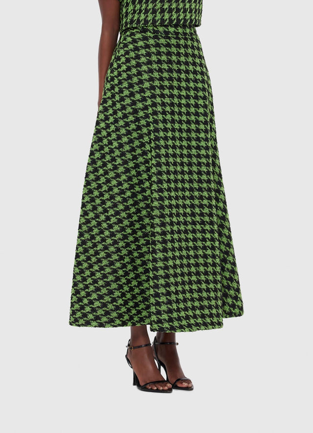 Exclusive LEO LIN Rosalyn Tweed Maxi Skirt - Houndstooth