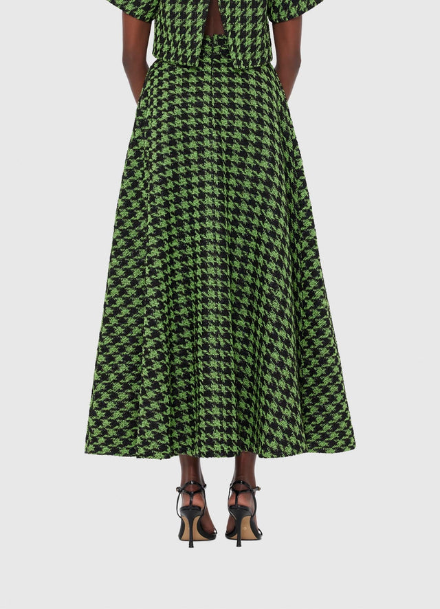 Exclusive LEO LIN Rosalyn Tweed Maxi Skirt - Houndstooth