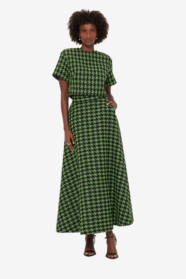 Exclusive LEO LIN Indie Tweed Sleeve Top - Houndstooth
