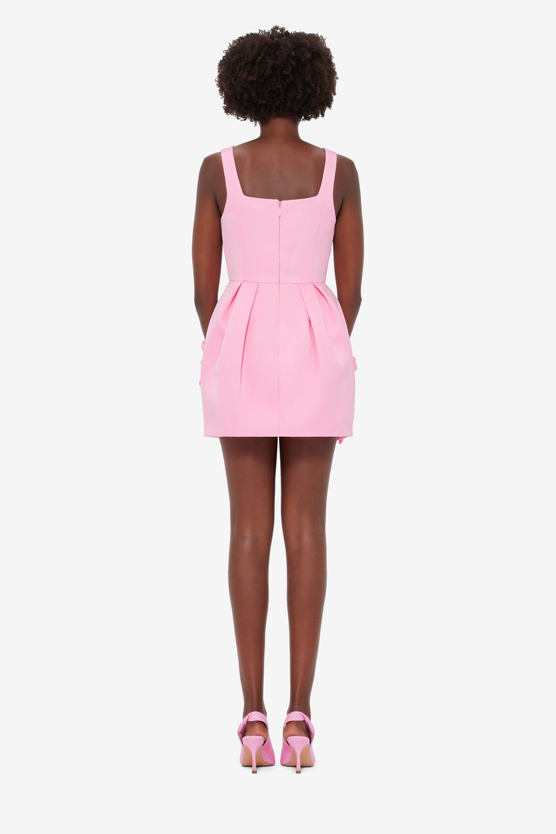 Exclusive LEO LIN Piper Floral Applique Bell Shape Mini Dress - Baby Pink