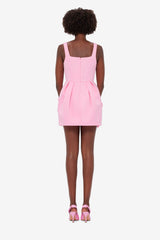 Piper Floral Appliqué Bell Shape Mini Dress - Baby Pink Dress Mini
