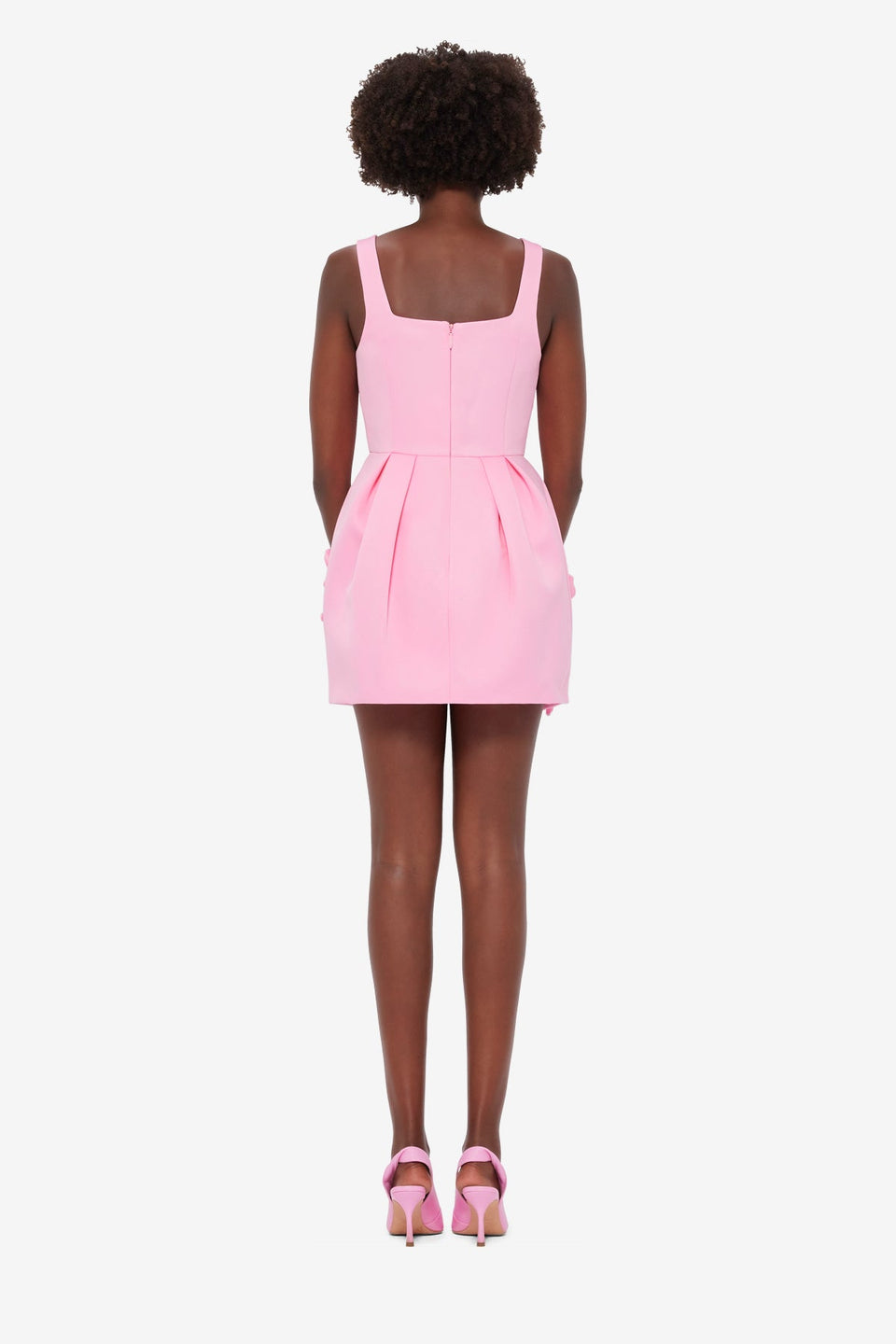 Exclusive LEO LIN Piper Floral Applique Bell Shape Mini Dress - Baby Pink