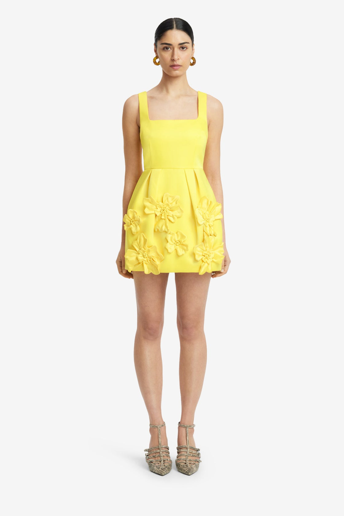 Piper Floral Appliqu Bell Shape Mini Dress - Sunshine Piper Floral Appliqu Bell Shape Mini Dress - Sunshine