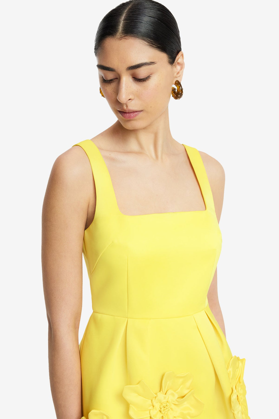 Exclusive LEO LIN Piper Floral Applique Bell Shape Mini Dress - Sunshine