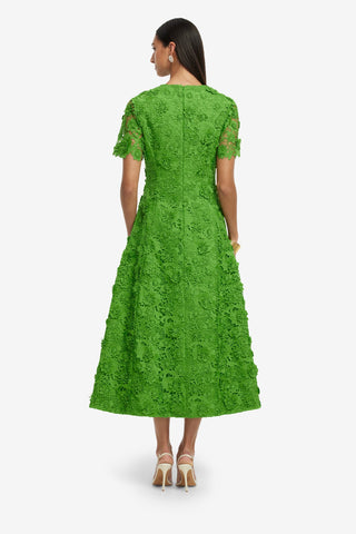 Exclusive LEO LIN Caroline Lace Short Sleeve Midi Dress - Fern