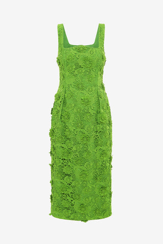 Exclusive LEO LIN Larissa Lace Midi Dress - Fern