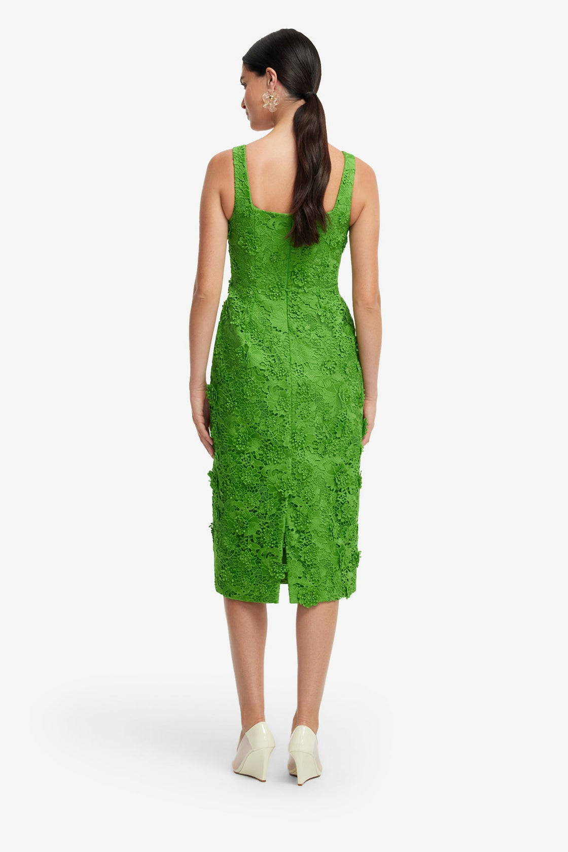 Exclusive LEO LIN Larissa Lace Midi Dress - Fern