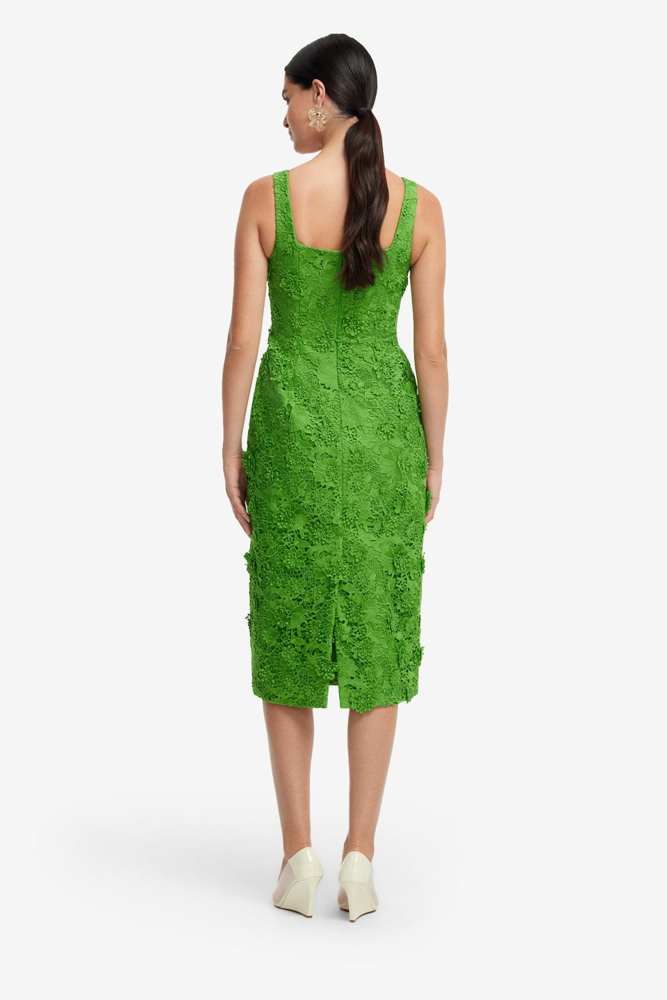 Exclusive LEO LIN Larissa Lace Midi Dress - Fern