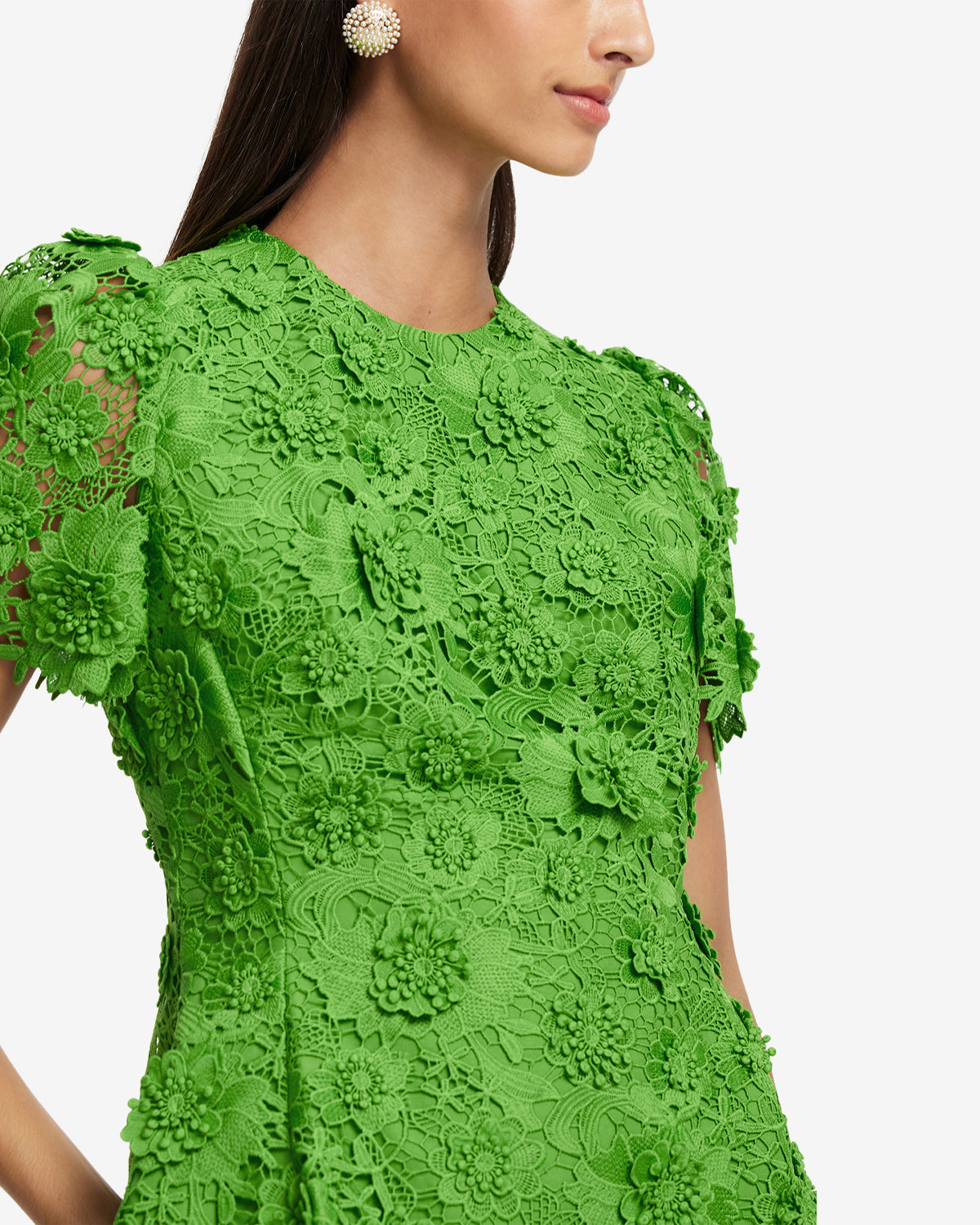 Elyse Lace Short Sleeve Mini Dress - Fern LEO LIN Elyse Lace Short Sleeve Mini Dress - Fern LEO LIN