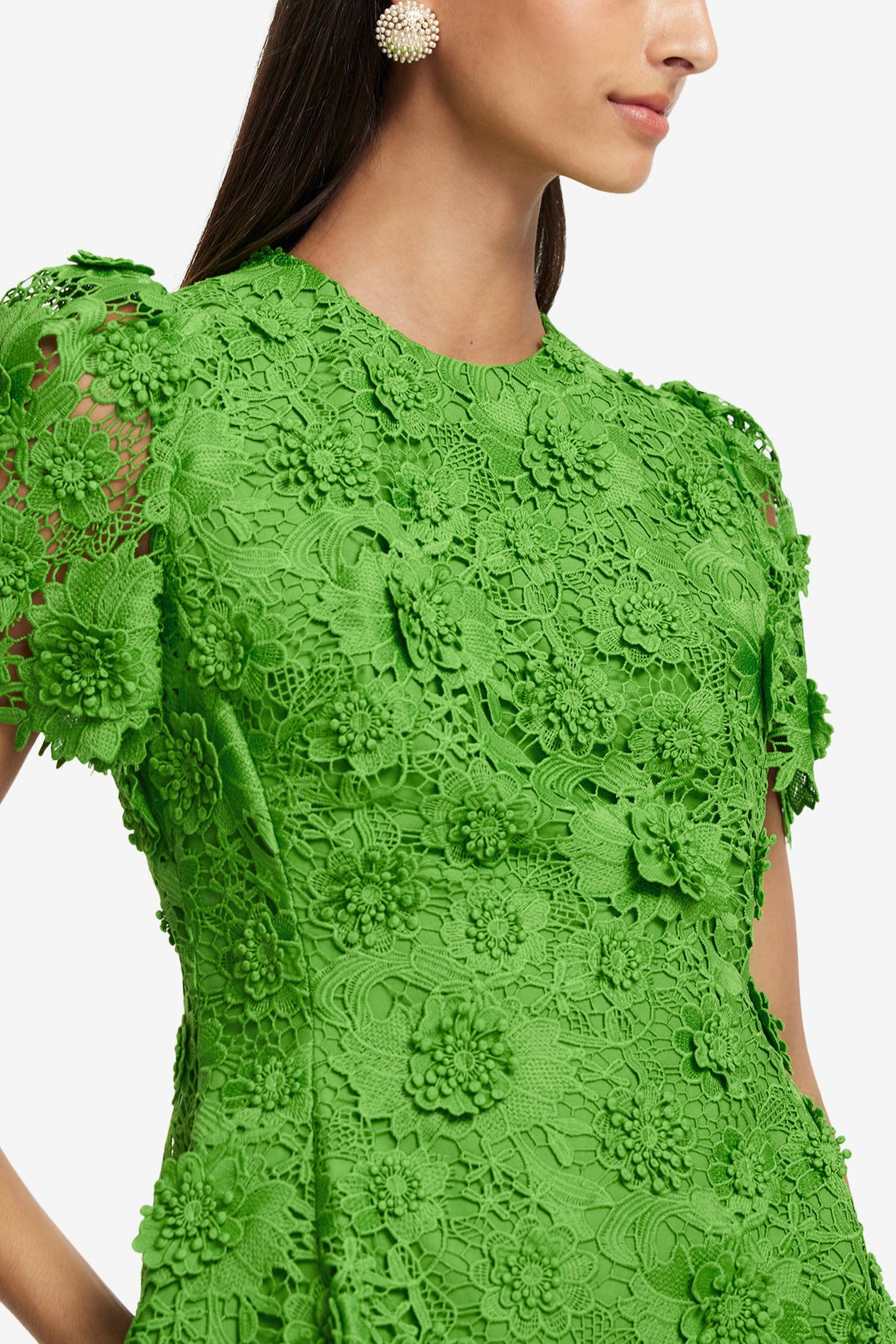 Elyse Lace Short Sleeve Mini Dress - Fern LEO LIN Elyse Lace Short Sleeve Mini Dress - Fern LEO LIN