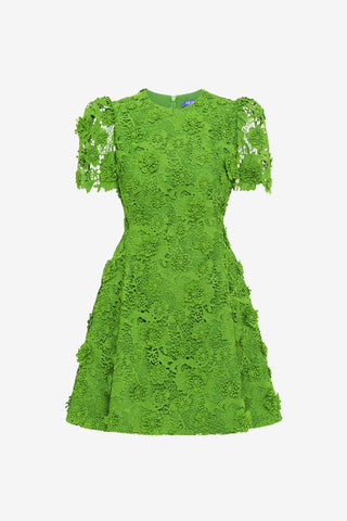 Exclusive LEO LIN Elyse Lace Short Sleeve Mini Dress - Fern