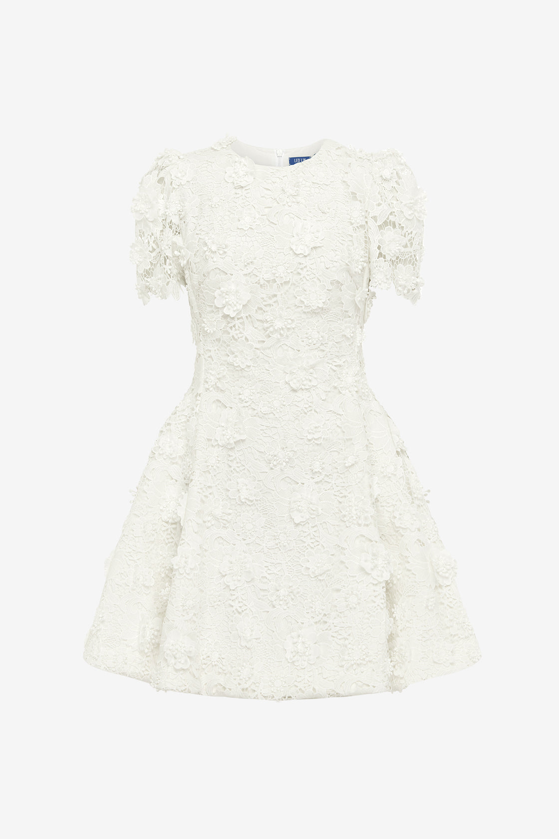 Exclusive LEO LIN Elyse Lace Short Sleeve Mini Dress - Vanilla