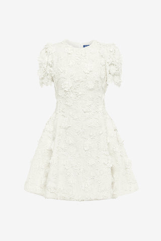 Exclusive LEO LIN Elyse Lace Short Sleeve Mini Dress - Vanilla
