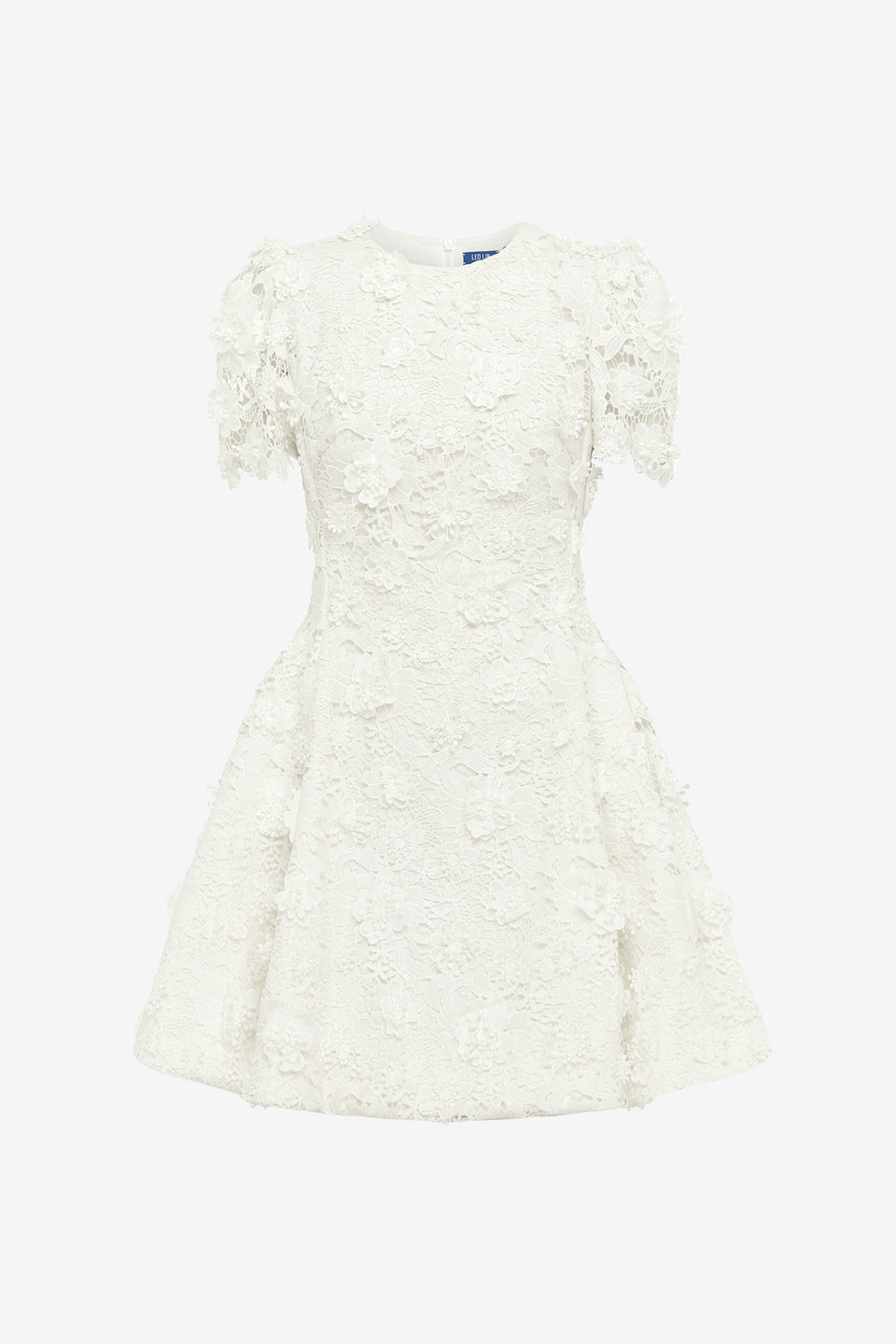 Exclusive LEO LIN Elyse Lace Short Sleeve Mini Dress - Vanilla