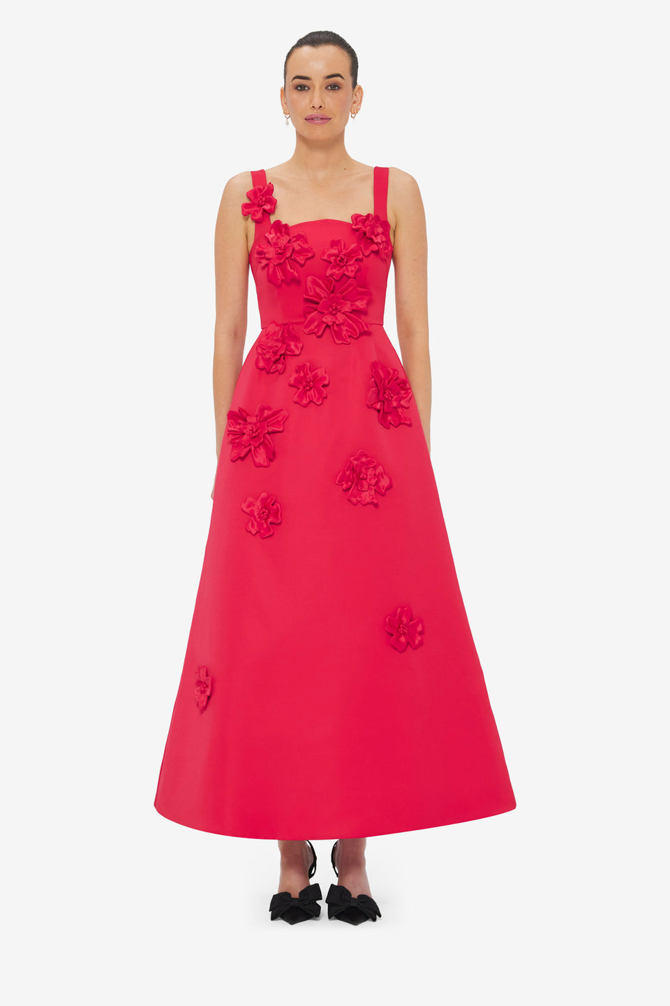 Exclusive LEO LIN Rianne Floral Appliqué Maxi Dress - Rosa